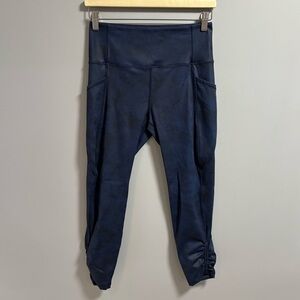 Zyia - Distressed Blue Ankle Cinch High Rise 7/8 Leggings